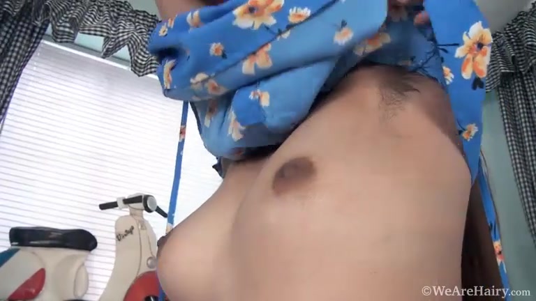Lulu strips naked on her purple covered bed - Compilation - WeAreHairy