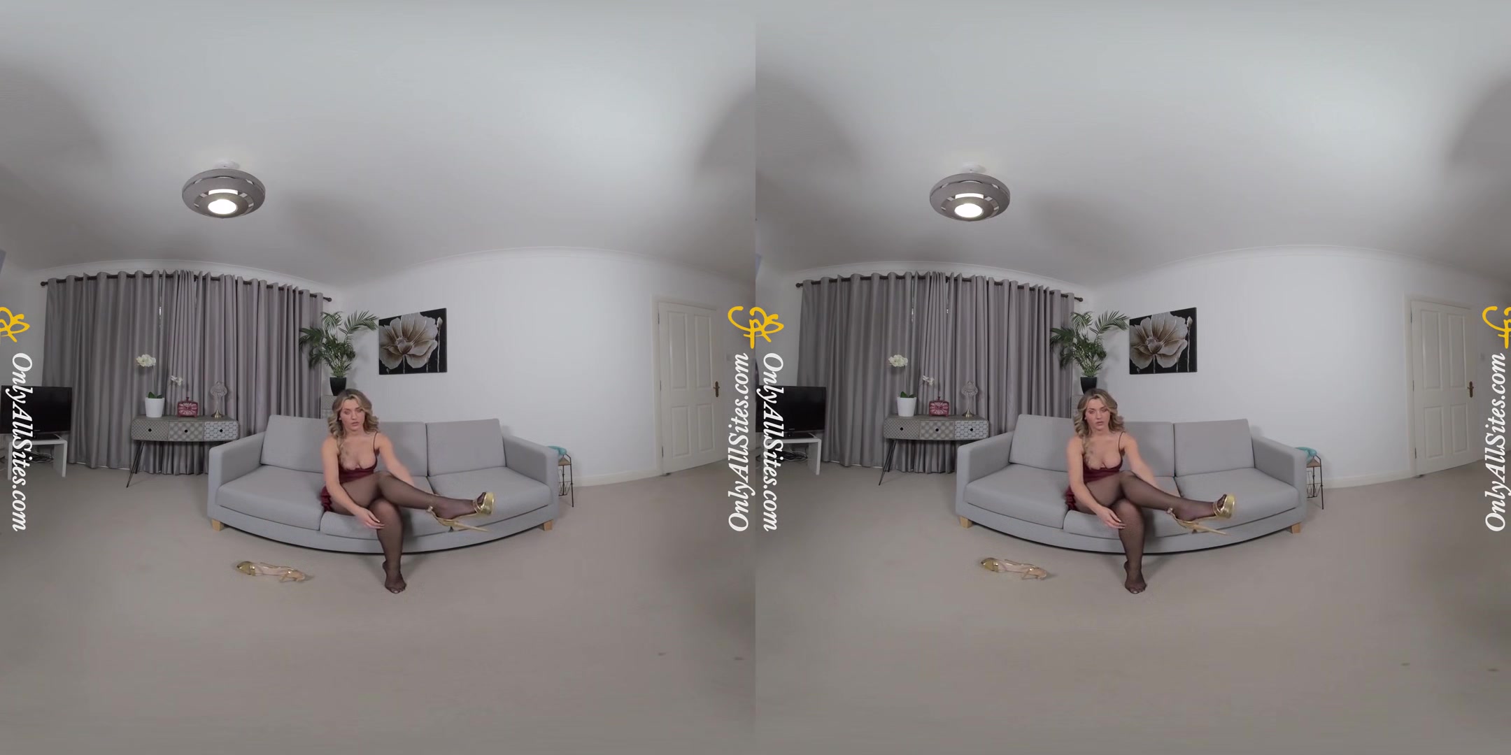 Chelsea Chamberlain - Big Tits Come Out to Play - Busty Blonde Striptease Pantyhose Nylons