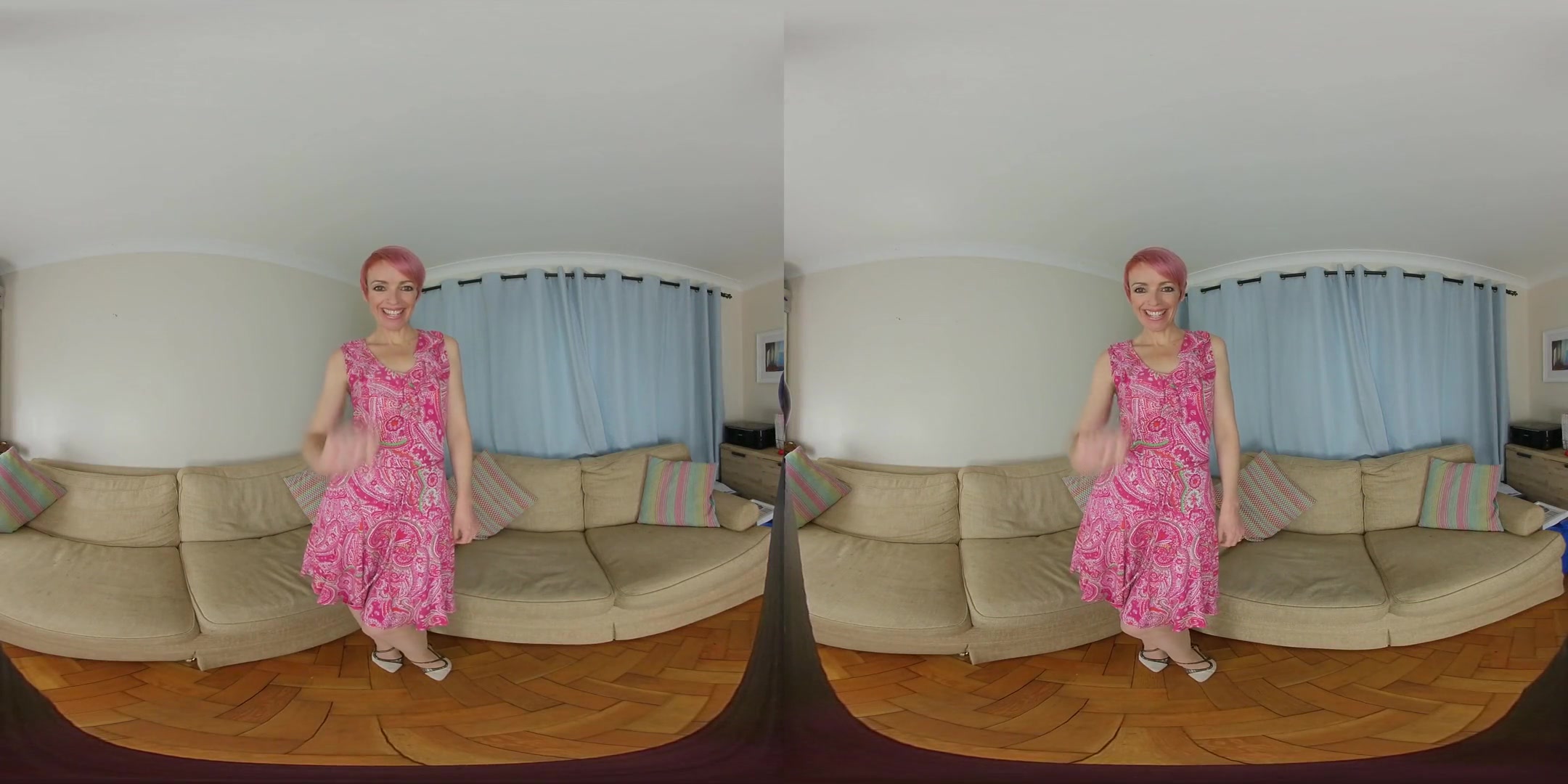 Joely, Sofa Strip Down - Horny MILF Solo Striptease VR