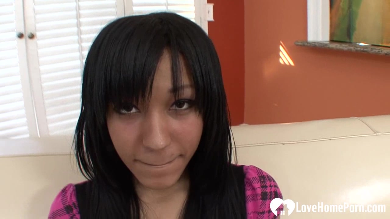 Black-haired beauty gave a blow and got rammed