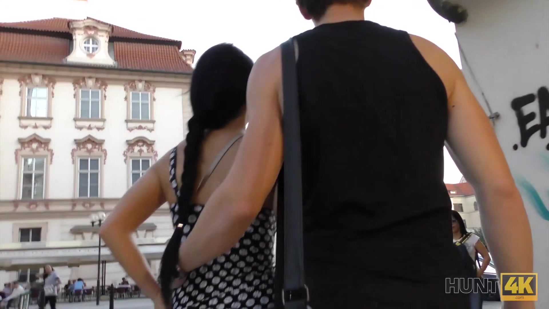 HUNT4K. Dark-haired chick worships dick for good amount of cash