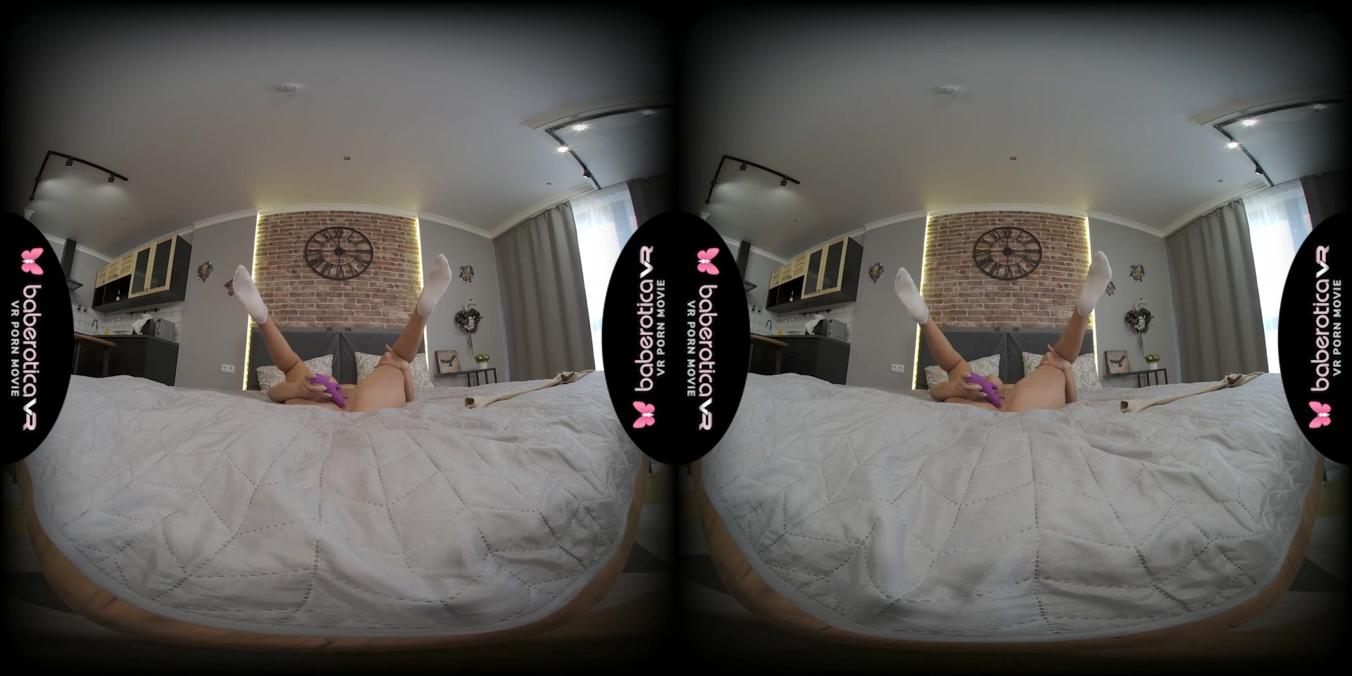 Angel Kriss has the sexiest long legs and auburn hair and she is naked in VR - BaberoticaVR
