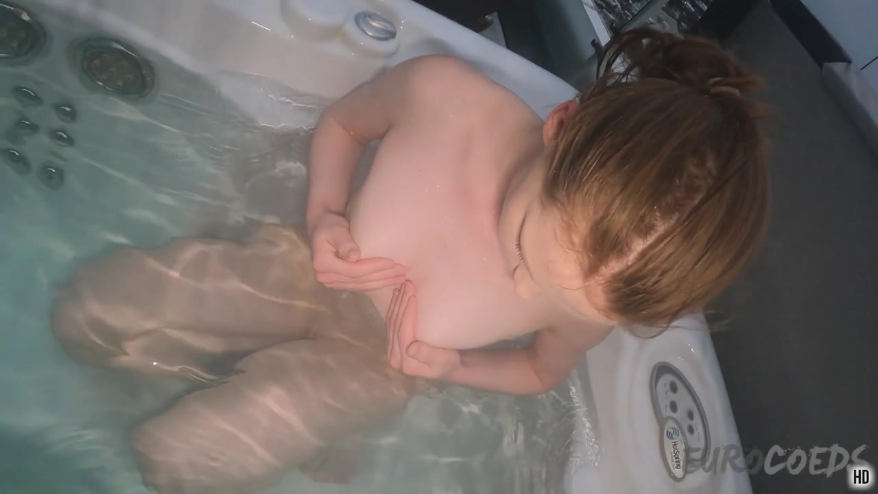 Snow Day In The Jacuzzi With Petite Model Lolly Underwater Glass Dildo In Her Mouth And Pussy