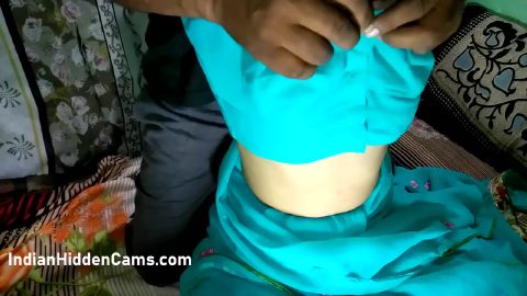 Indian Bhabhi In Blue Sari Having Rough Hot Sex With Her Friend Husband