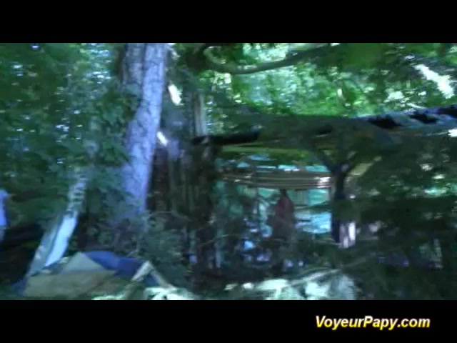 Forest threesome with Papy fucking doll