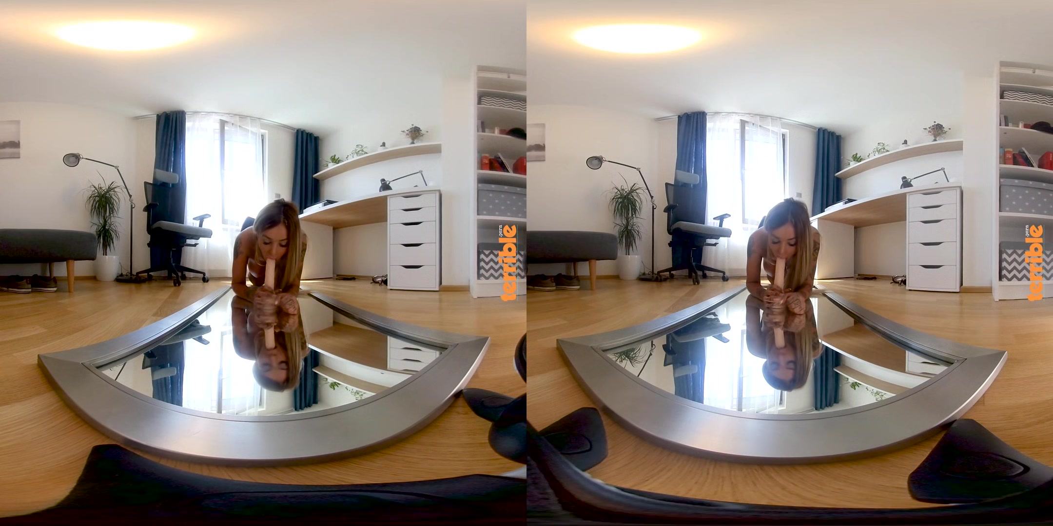 Dresscode Issues - Mirror / Voyeur; Blonde Secretary Solo And Blowjob And Mfm Threesome