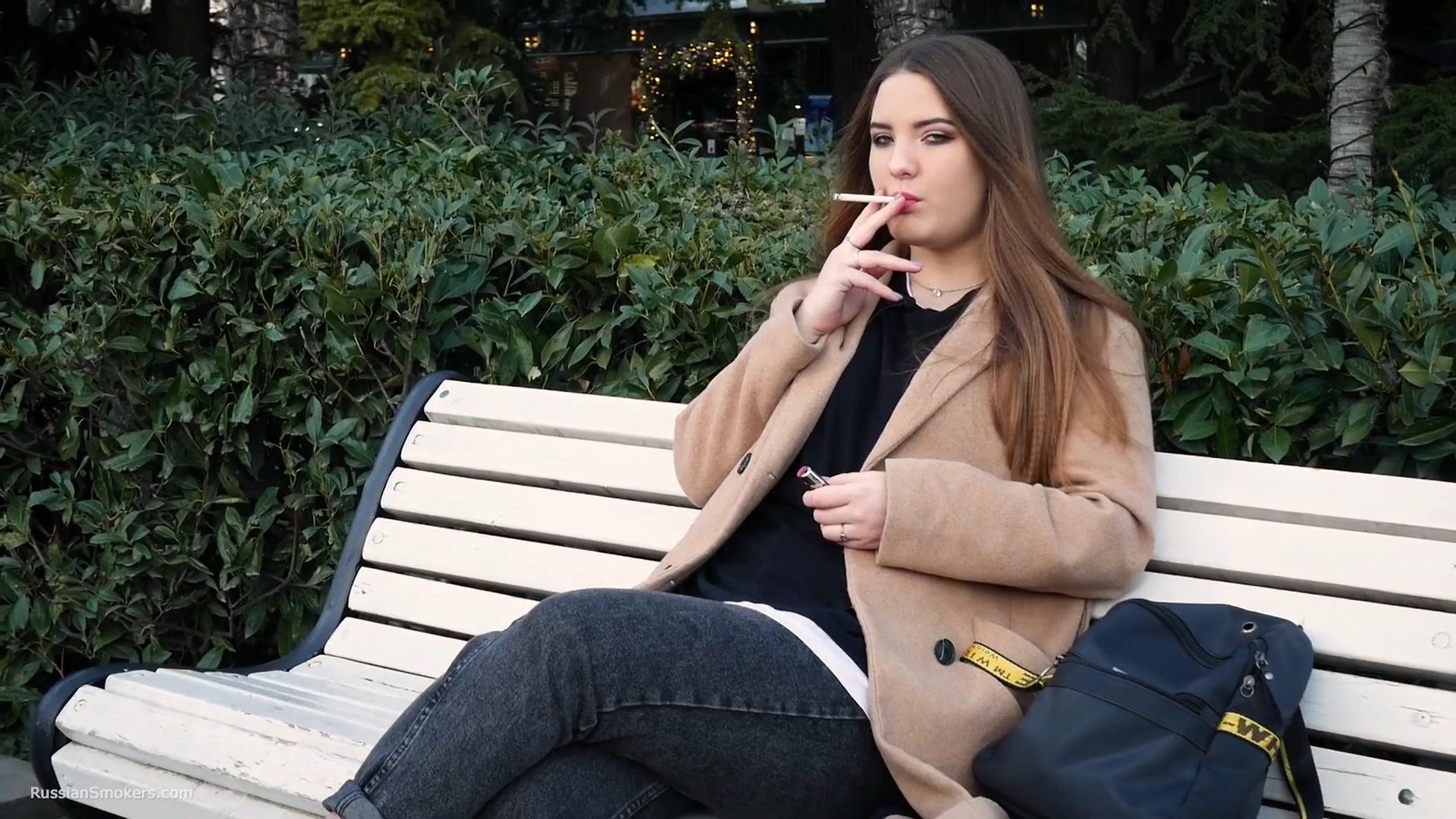 Russian Girl Spends Her Lunch Break Smoking 3 Cigs In A Row