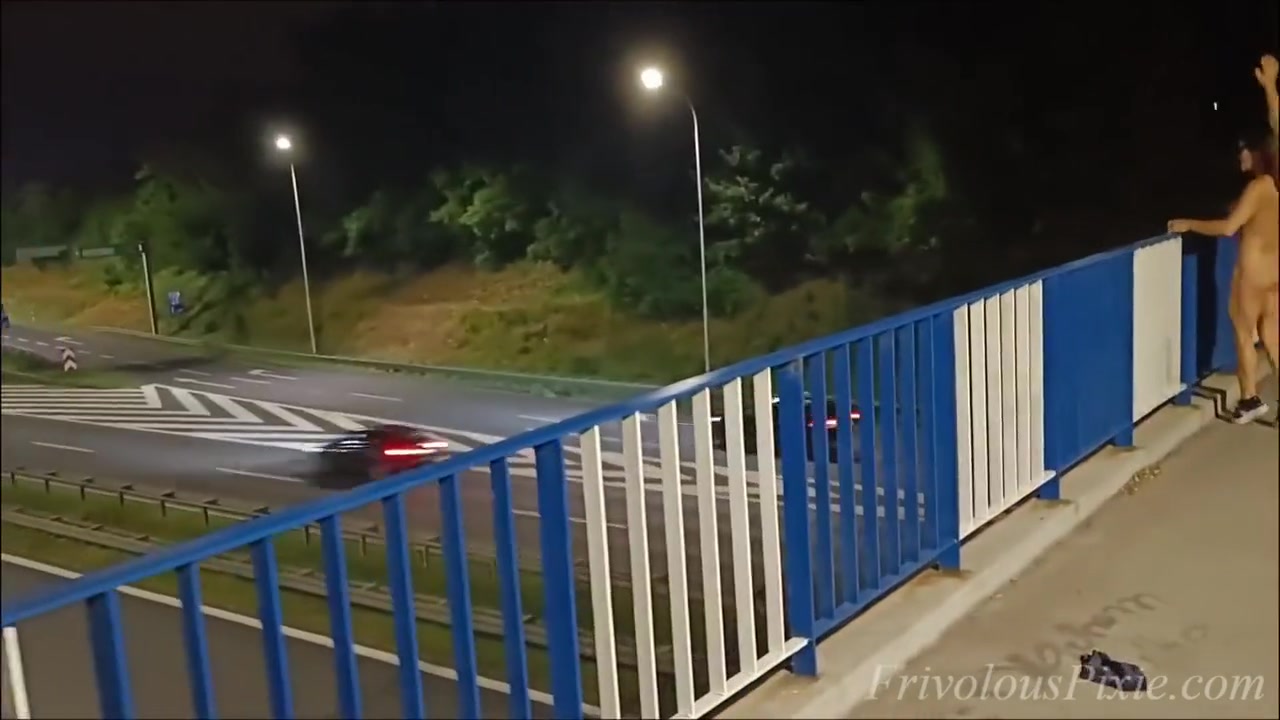 Crazy Milf Totally Naked Over The Highway. She Was Pissed On Her Clothes
