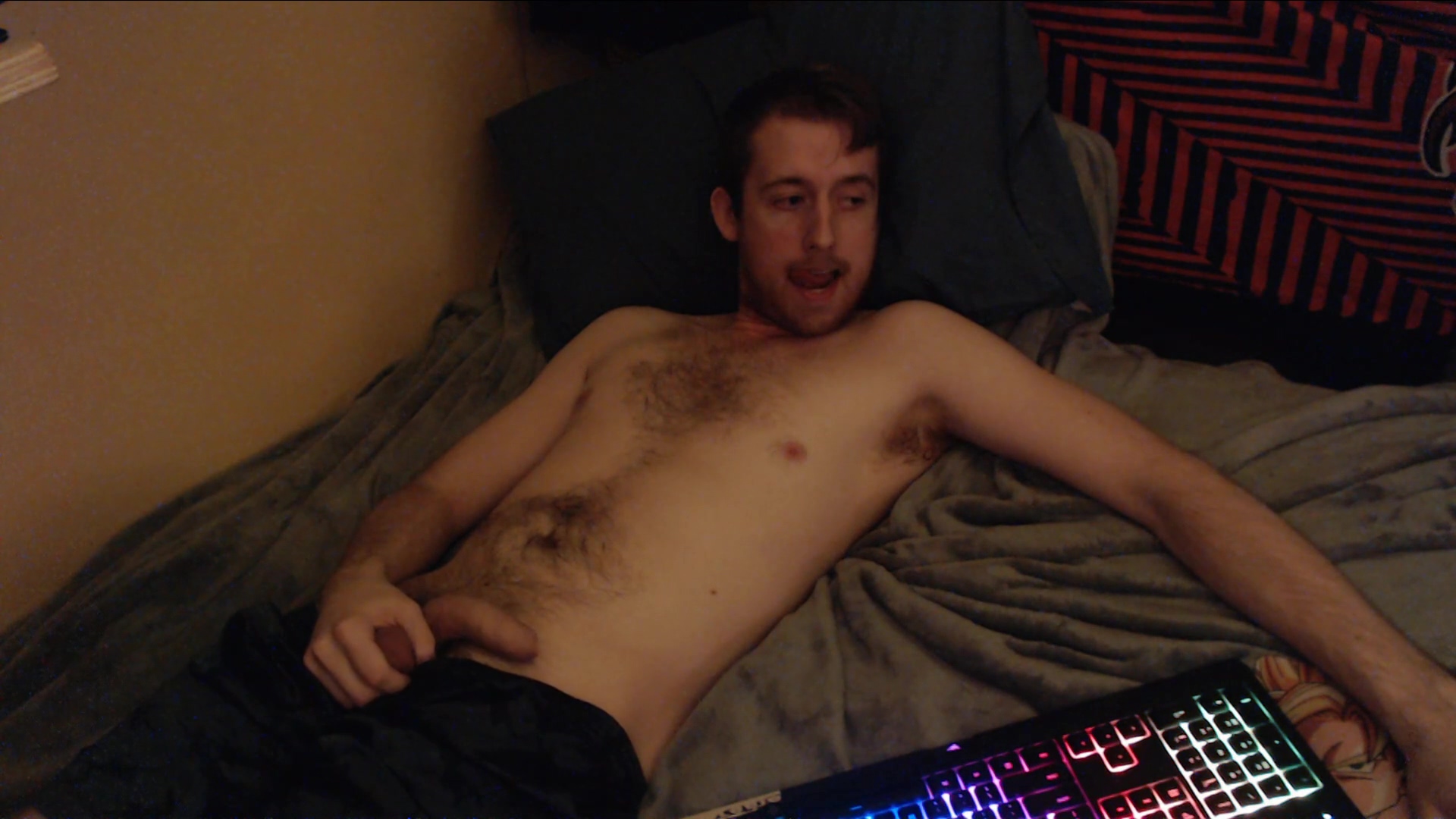 Horny Stud Fondles His Uncut Cock And Teases On Live Webcam