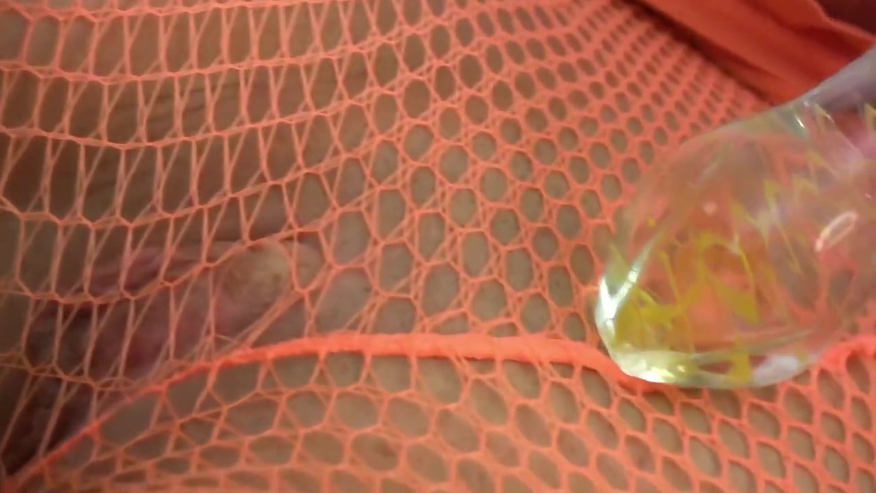 Chloe James - Babe In Fishnet Outfit Rips Pantyhose And Puts A Dildo In Her Shaved Cunt