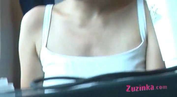 Zuzinka plays with dildo in a crowded train