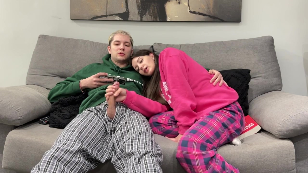 Sugary Kitty - Stepbrother Watch Porn And Jerk Off Next To Stepsister! But She Deci
