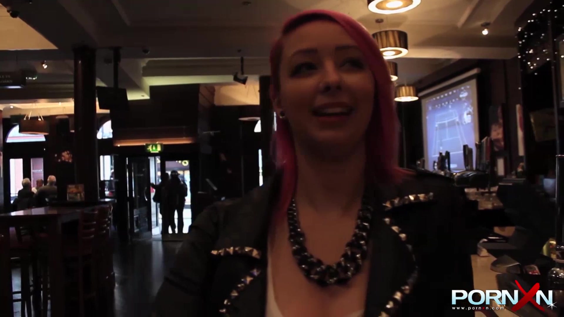 Pink hair slut flashing in public