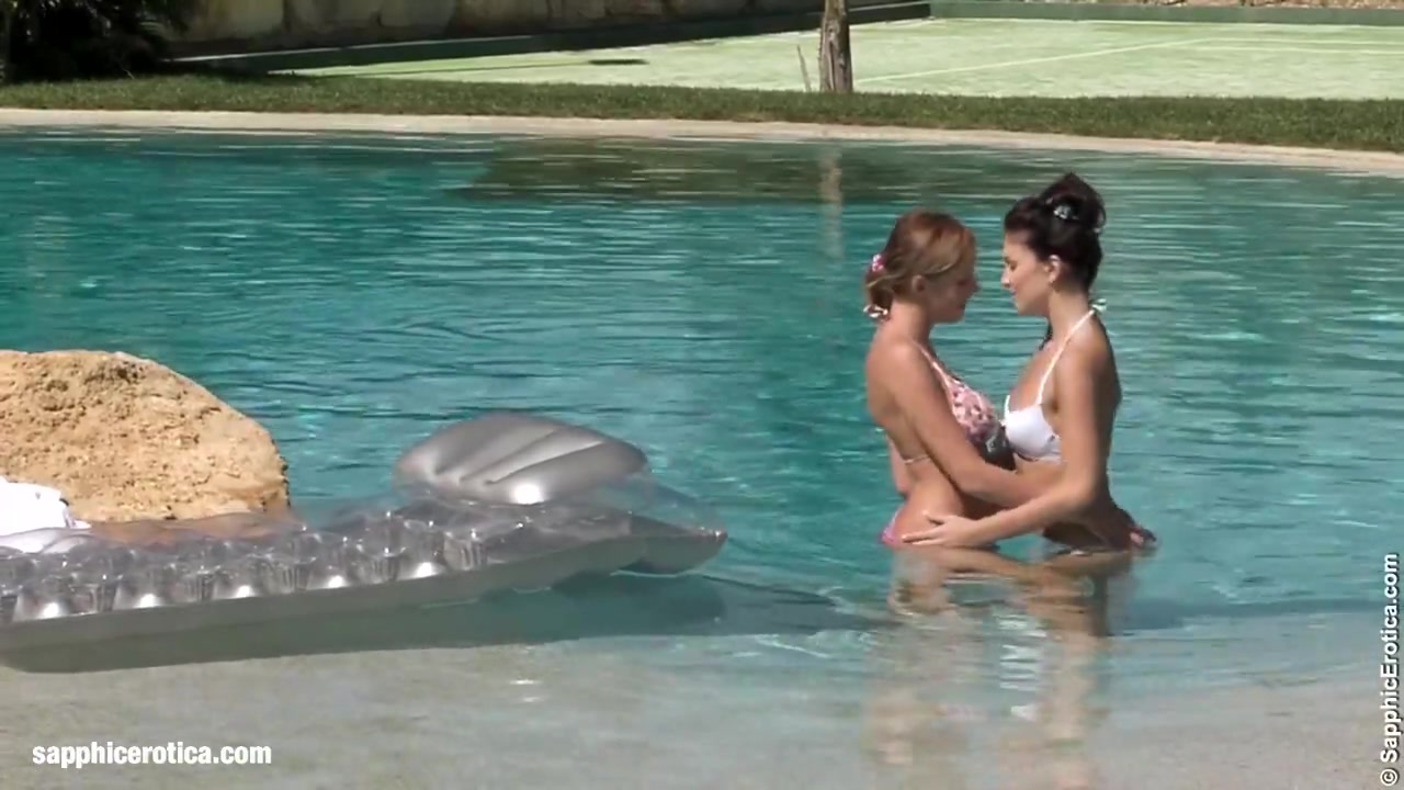 Billy and Jaquelin from Sapphic Erotica have lesbian sex in the pool