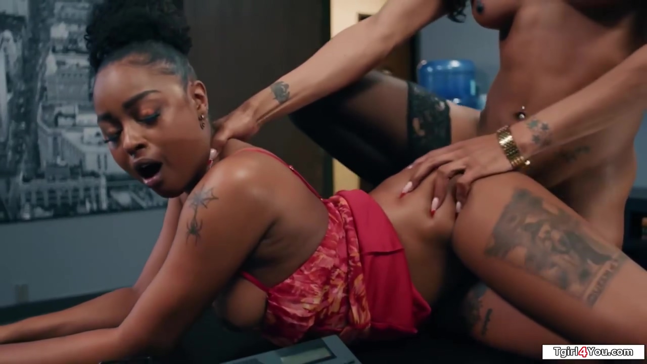 Lei Lani - Busty Ebony Tgirl Fucking Black Boss