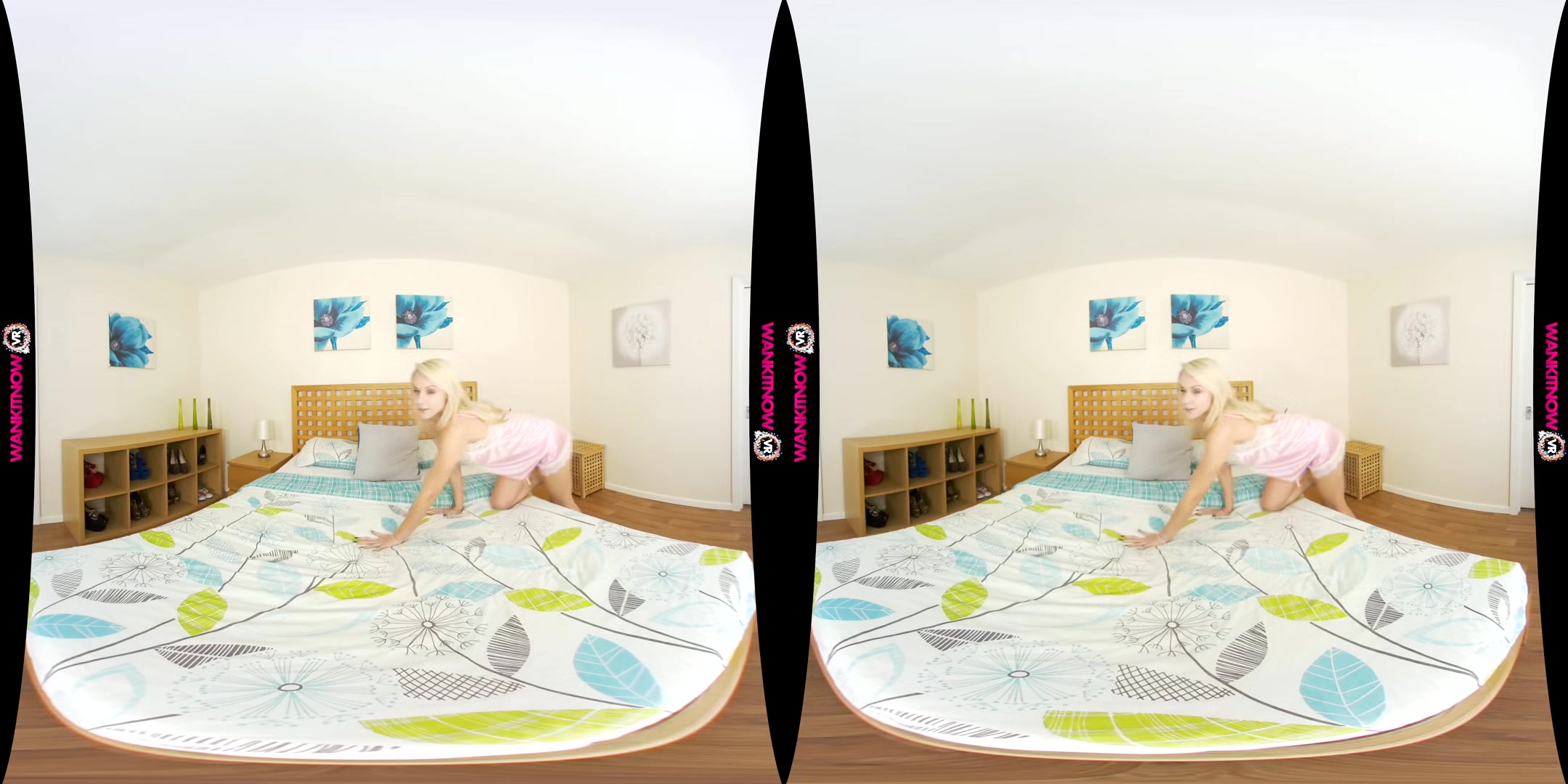 Care For A Fuck; Solo British Blonde On The Bed Striptease
