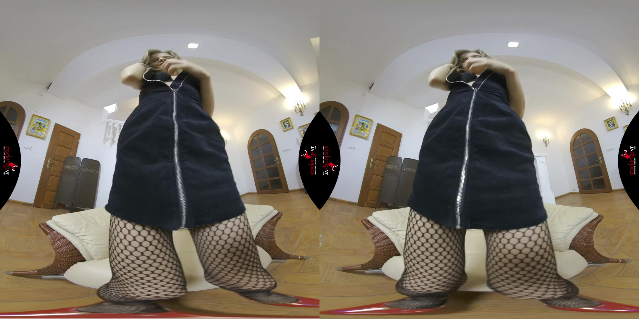Devastating Fishnets - Horny Slut in Stockings and Red High Heels