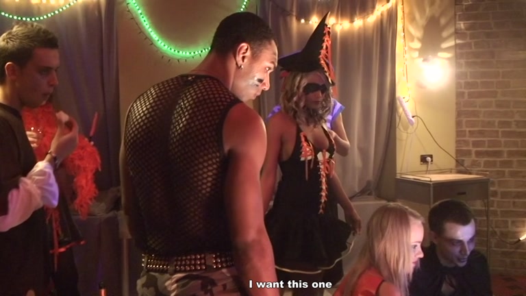 Sexy students 18+ celebrate Halloween scene 2