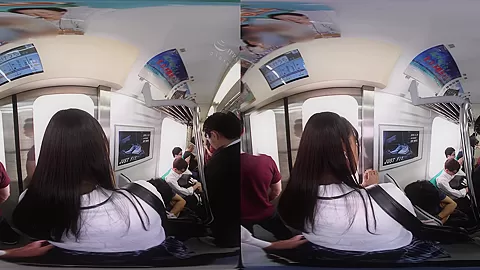 Sticky schoolgirls 18+ on the Train 1 - Asian Public Blowjob Fuck
