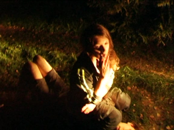 Smoking Lady Plays in the Forest