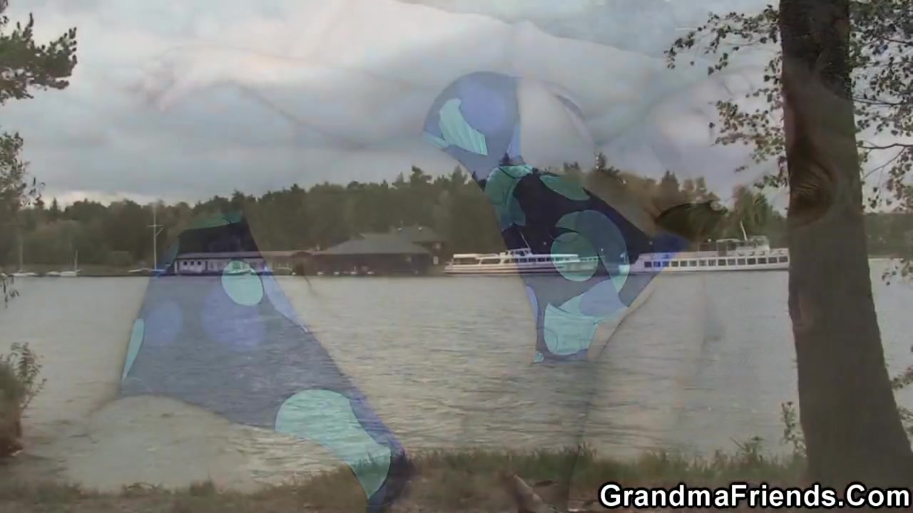 Two Guys Share Busty Blonde Granny