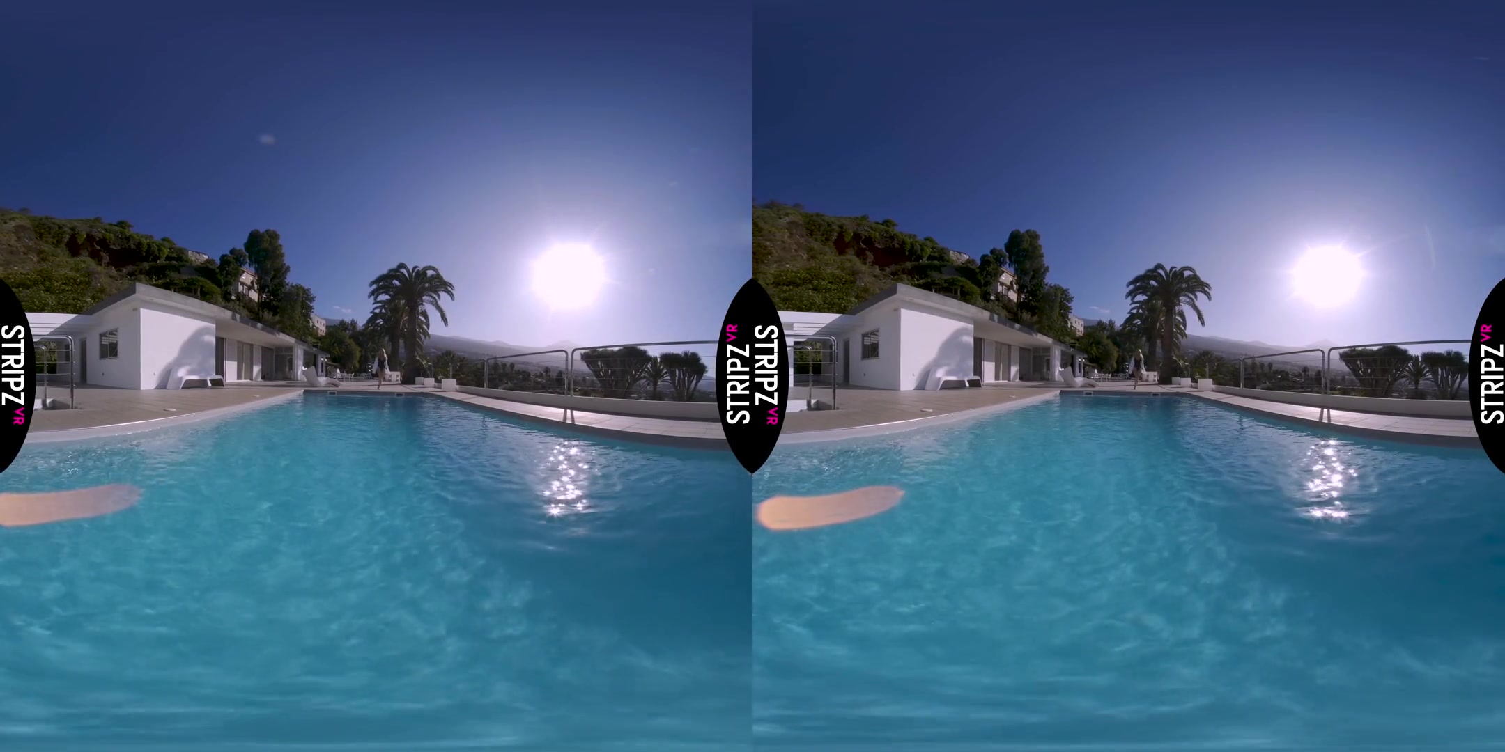 Take a Dip - Blonde with Long Legs Goes Skinny Dipping in the Pool