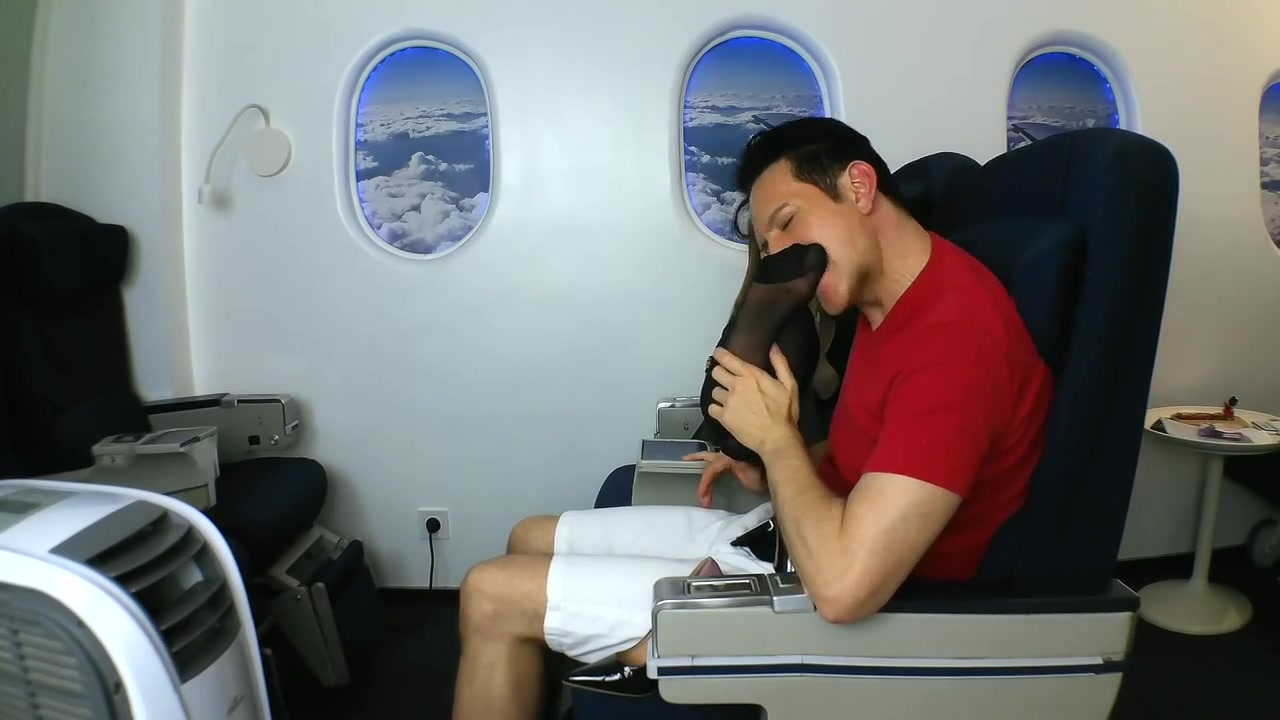 Stewardess feet smelling and licking in air plane by Foot Girls