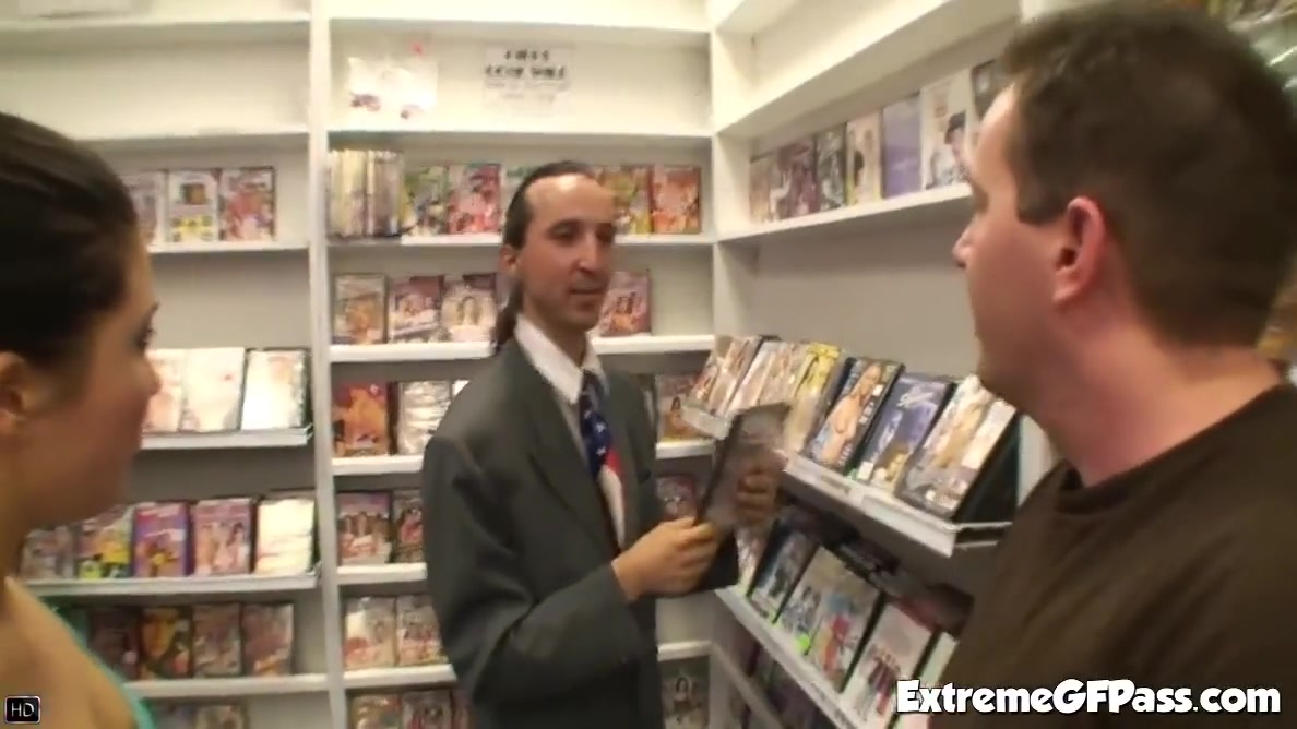 London Key Blowjob And Fucking In Video Shop Threesome