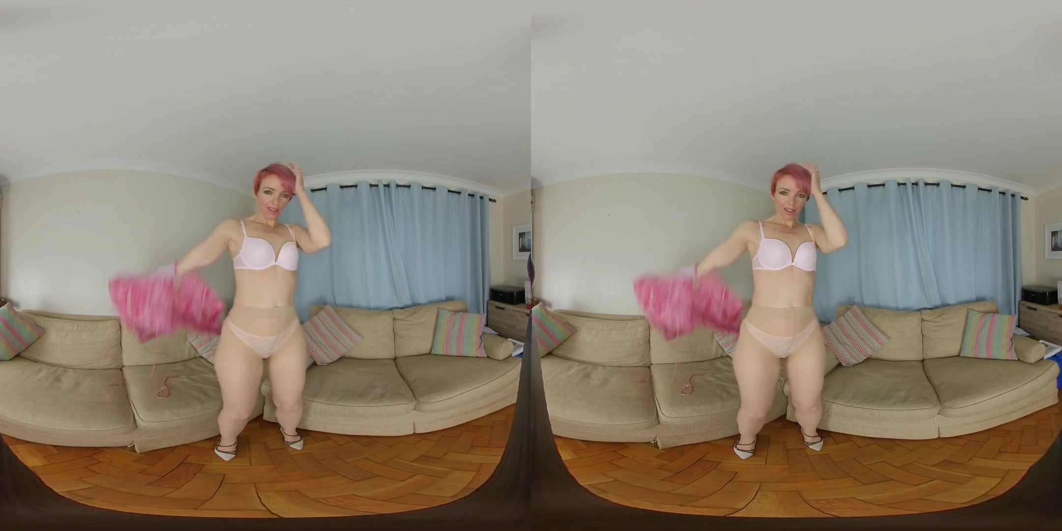 Joely, Sofa Strip Down - Horny MILF Solo Striptease VR