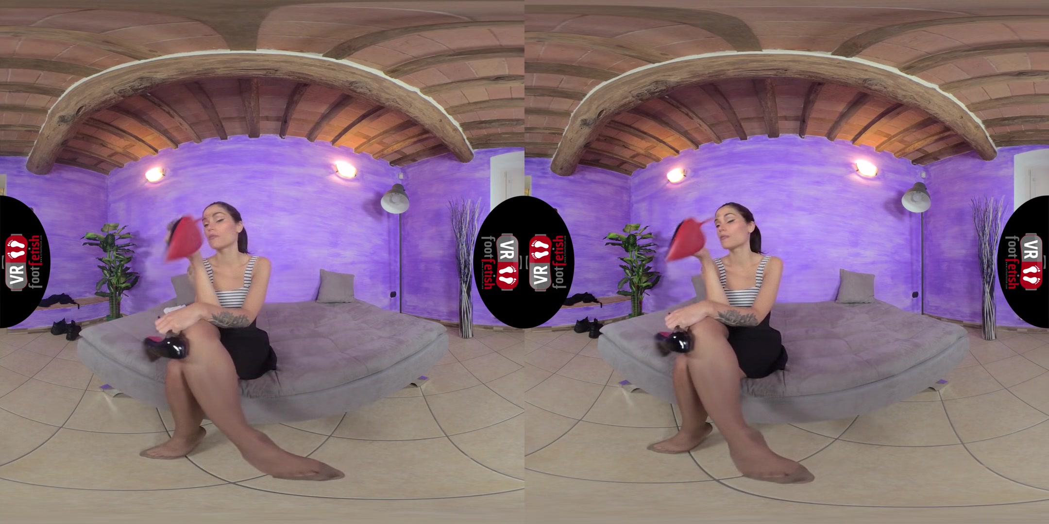 Gorgeous Stunner Chiara Relaxes On The Bed After A Stressful Day; VR Foot Fetish Video