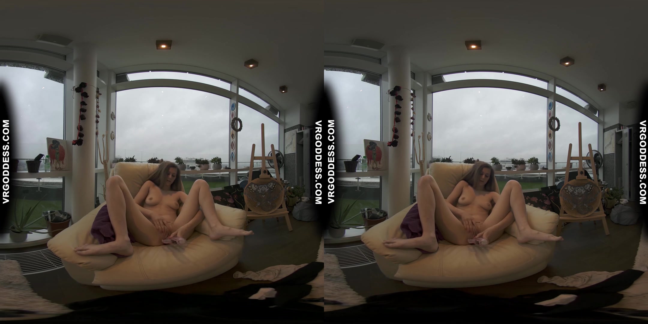 Fresh Face Josie Does Rainy Day First Time Dildo Masturbation