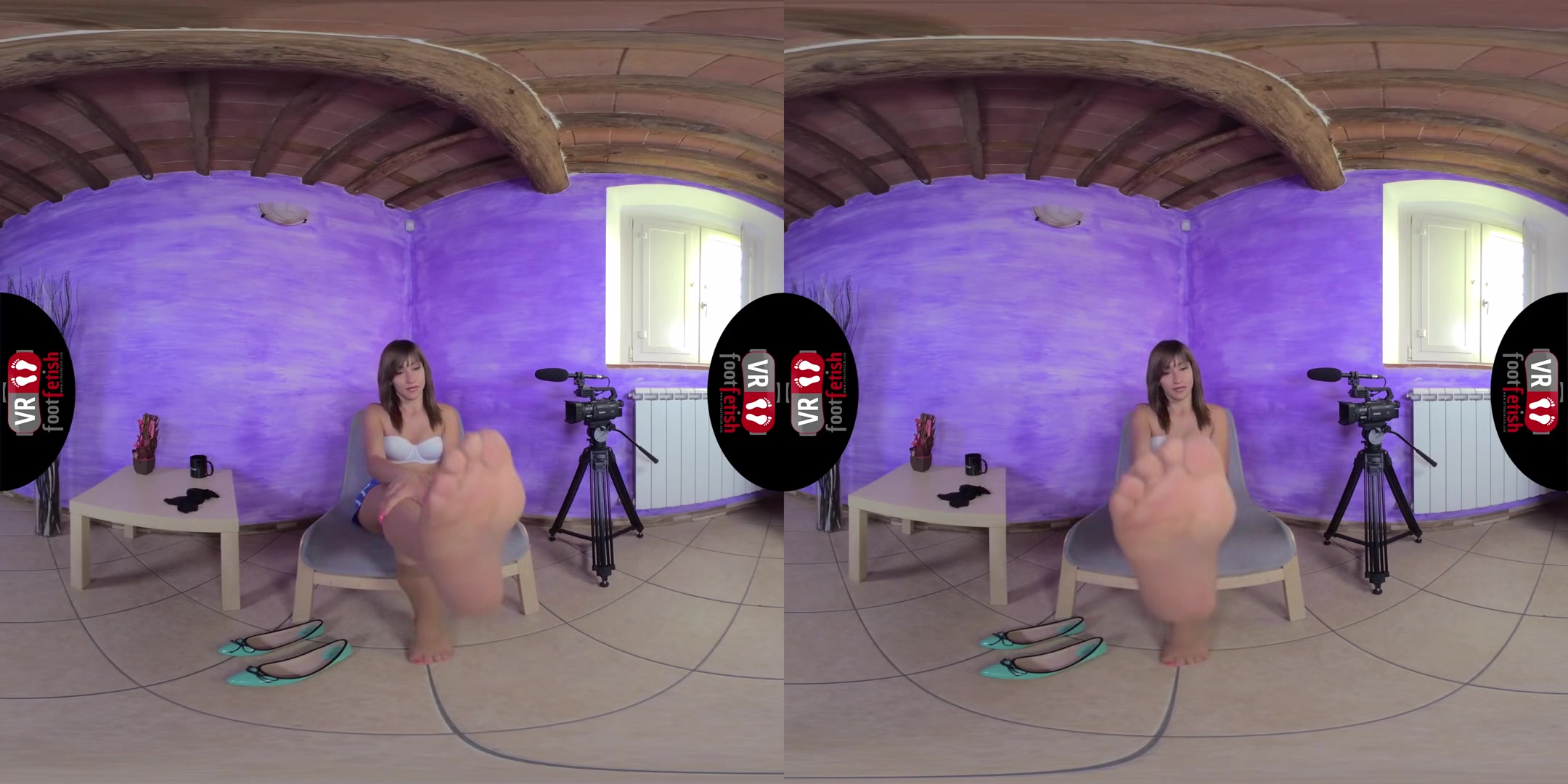 Deliciously Sexy Katy Tries On Different Pairs Of Knee - High Nylon Stockings; Leg Fetish Virtual Reality