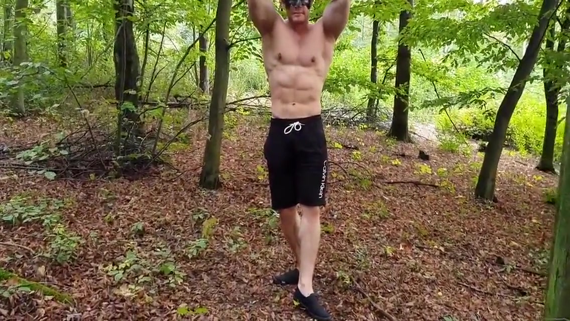 Gay Porn - Masked Muscled Stud Solo Masturbates Outdoor And Cums 7 Min