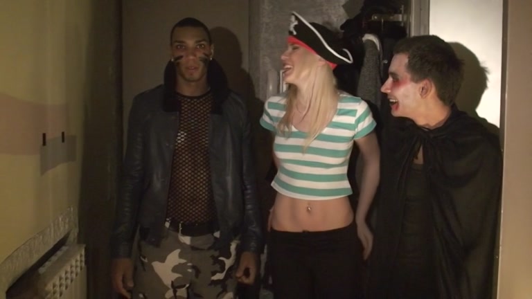 Sexy students 18+ celebrate Halloween scene 2