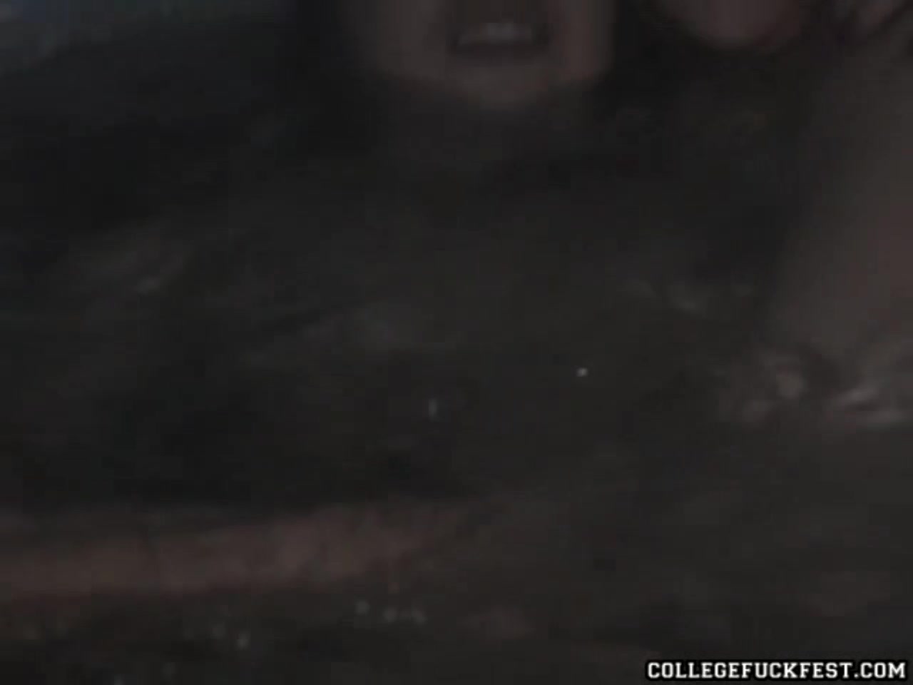 Slut sucks college cock in hot tub orgy