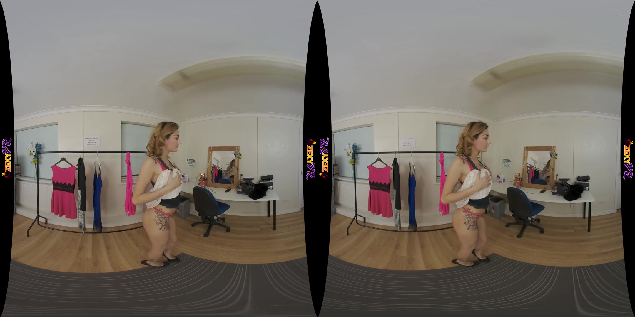 Ready To Tease - Tattooed Babe Solo Striptease in the Dressing Room