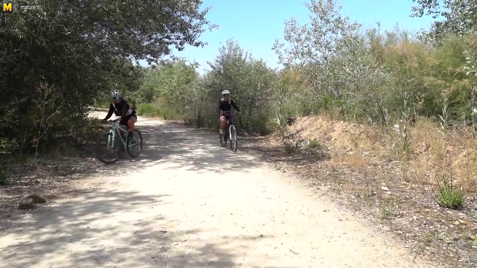 Two Hot Big Breasted Milfs Ssuck And Fuck A Younger Biker In The Open Air - MatureNL
