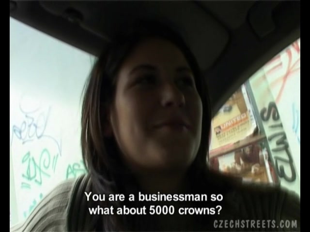 Czech brunette slut Veronika sucks in the car