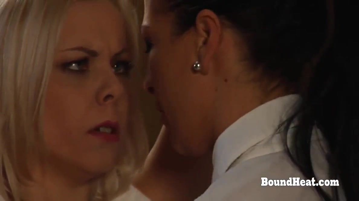 Tied Up Blonde Lesbian Slave And Caressed By Madame