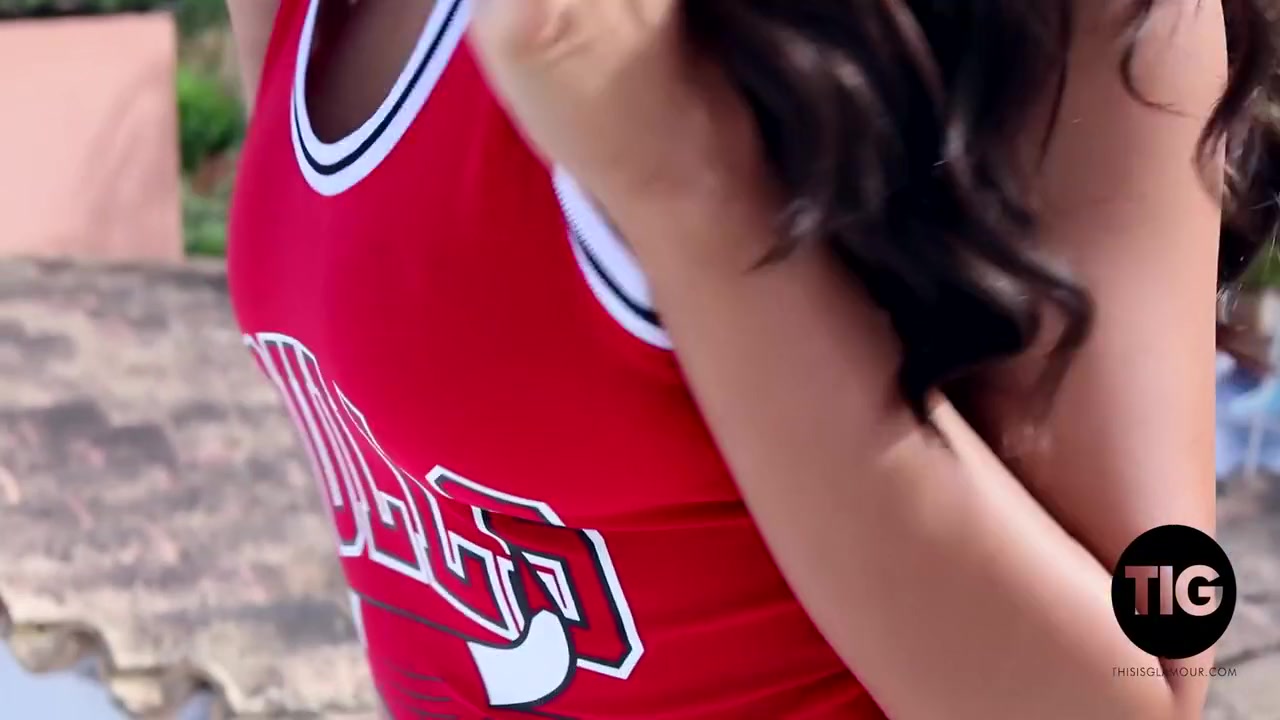 Jodie James - Shooting In Red Bulls Bodysuit