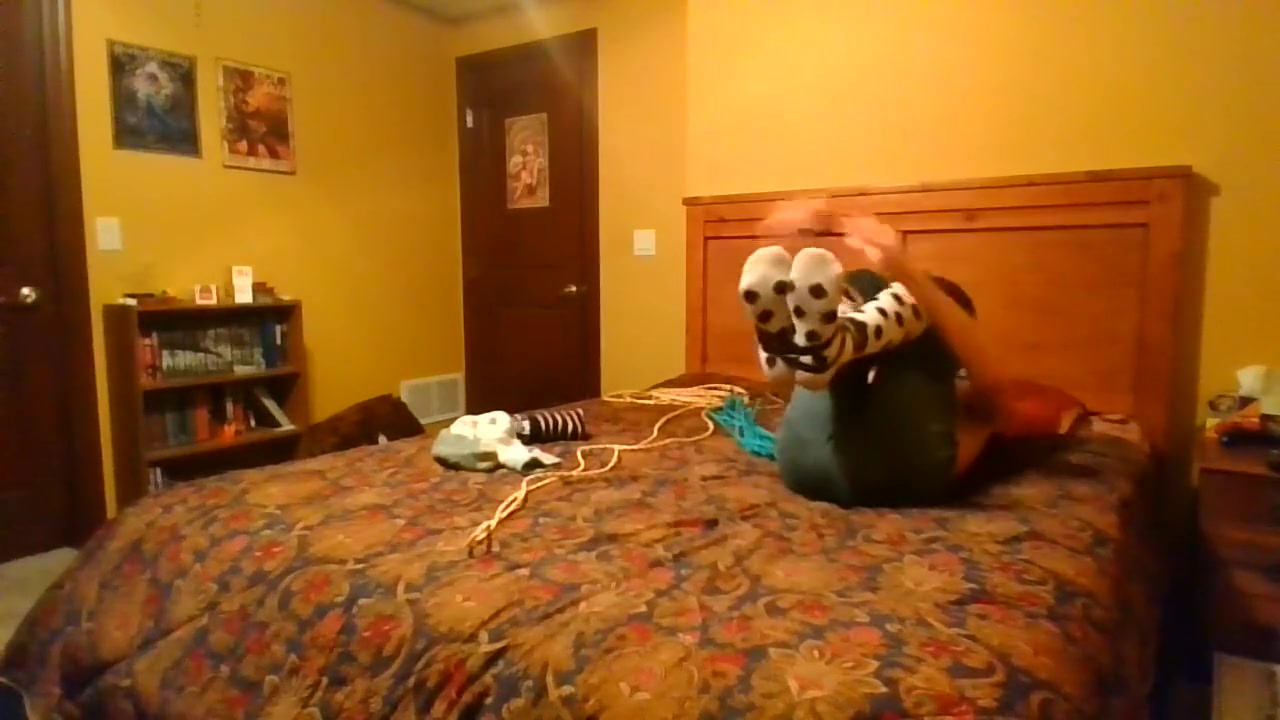 teen 18+ Hogties Himself Fuzzy Socks Selfbondage full Process