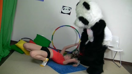 Titted dark brown to have sex with massive toy panda