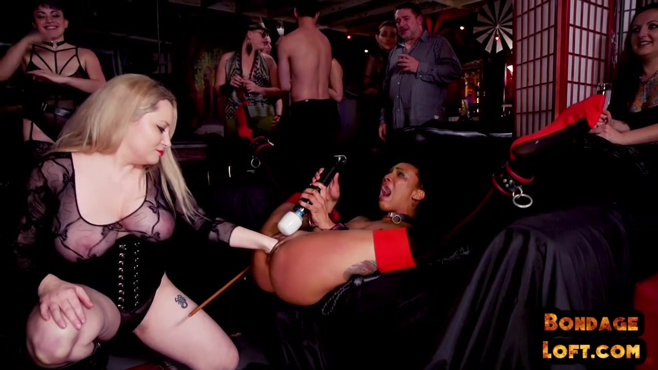Curvy mistress fisting black sub during domination session