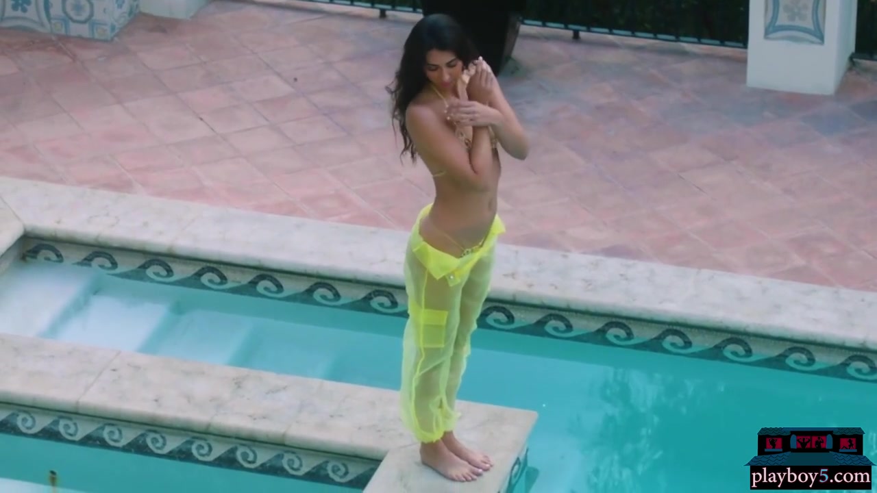 Petite Latina Milf Dips Naked In A Pool