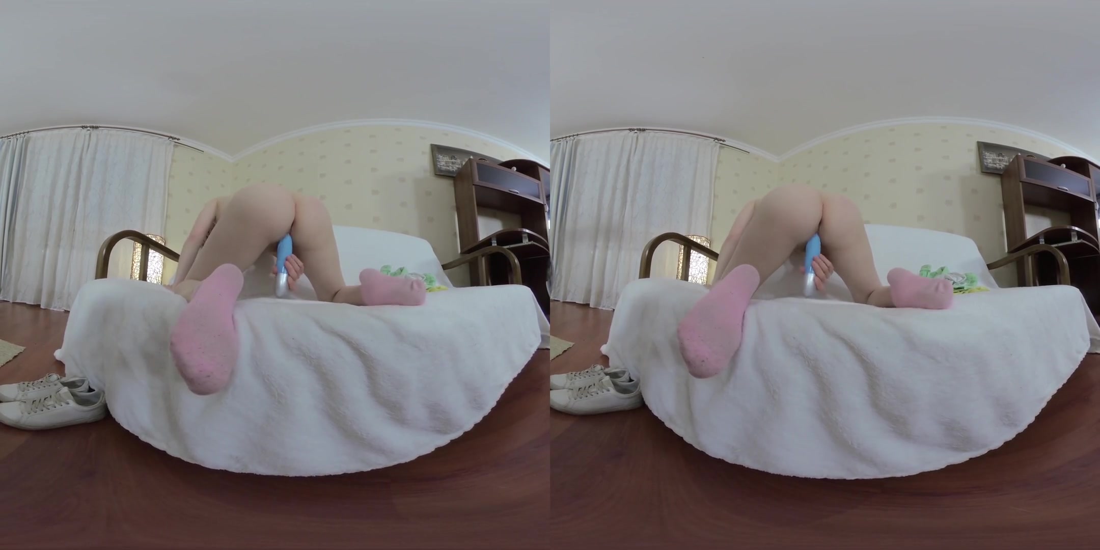 Little Young Blonde Does Fitness And Masturbates Then Change Clothes & Does Blowjob For Old Professor; Petite Blonde