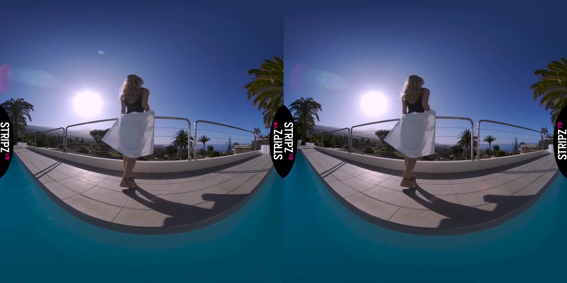Take a Dip - Blonde with Long Legs Goes Skinny Dipping in the Pool