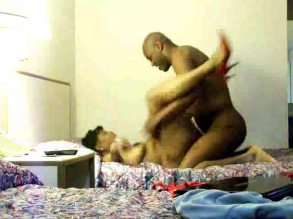 Ebony wife in red high heels makes her husband wild
