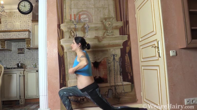 Malika Joy enjoys her naked yoga on her pink mat