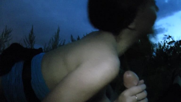 Girl sucking rod outdoors