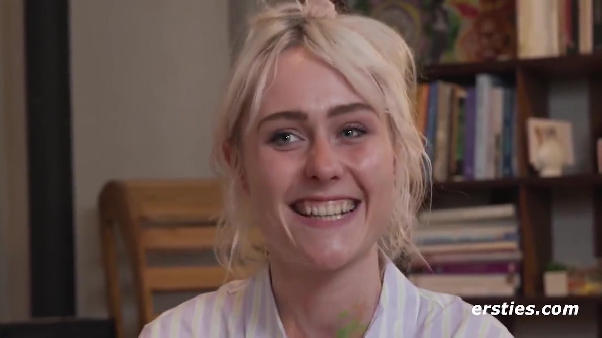 Blonde Hally Puts The Brush In Her Pussy While Painting